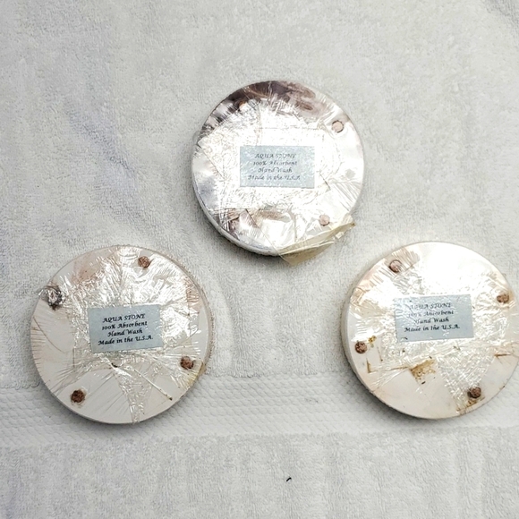 Aqua Stone, (3 sets) 4" round, stone coasters - Picture 2 of 3